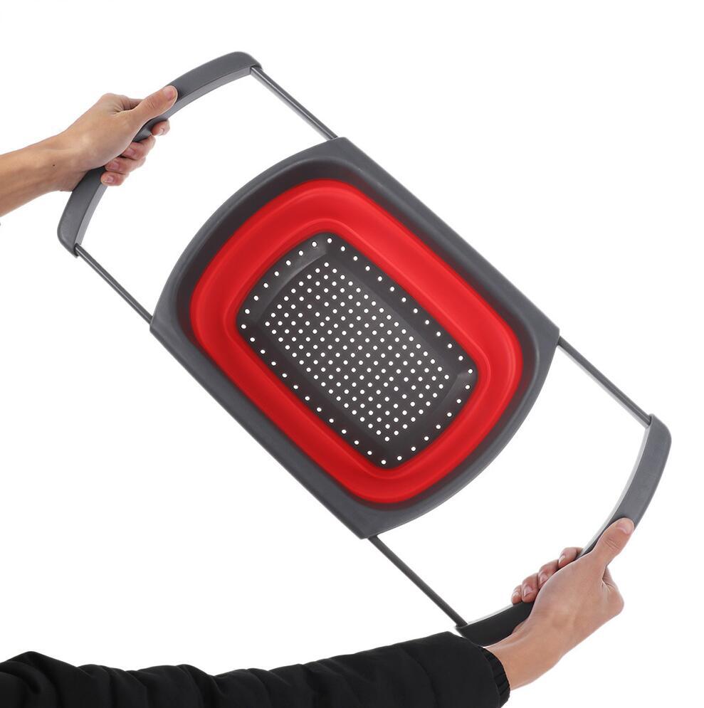 1Pc Collapsible Scalable Silicone Colander Folding Kitchen Silicone Strainer Fruit Vegetable Wash Colanders kitchen Cooking Tool - Asmota