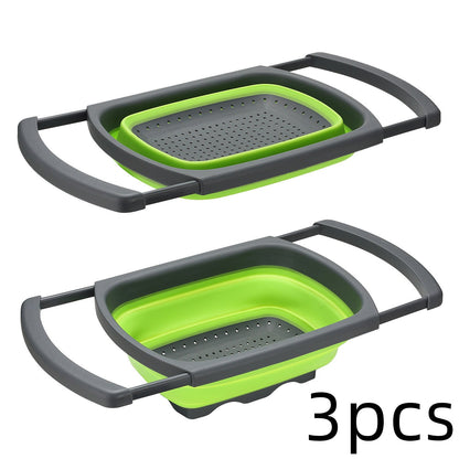 1Pc Collapsible Scalable Silicone Colander Folding Kitchen Silicone Strainer Fruit Vegetable Wash Colanders kitchen Cooking Tool - Asmota