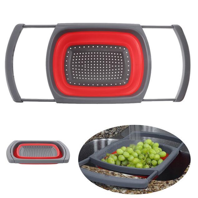 1Pc Collapsible Scalable Silicone Colander Folding Kitchen Silicone Strainer Fruit Vegetable Wash Colanders kitchen Cooking Tool - Asmota