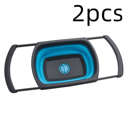 1Pc Collapsible Scalable Silicone Colander Folding Kitchen Silicone Strainer Fruit Vegetable Wash Colanders kitchen Cooking Tool - Asmota