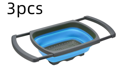 1Pc Collapsible Scalable Silicone Colander Folding Kitchen Silicone Strainer Fruit Vegetable Wash Colanders kitchen Cooking Tool - Asmota