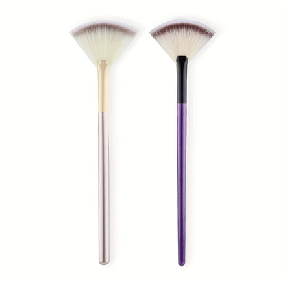 1pc Fan Shaped Highlight Brush Contour Brush Blending Highlighter Makeup Brush Face Loose Powder Brush Cosmetic Beauty Tools - Asmota