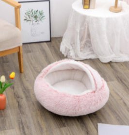 2 In 1 Dog And Cat Bed Pet Winter Bed Round Plush Warm Bed House Soft Long Plush Pets Bed Pet Products - Asmota