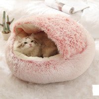 2 In 1 Dog And Cat Bed Pet Winter Bed Round Plush Warm Bed House Soft Long Plush Pets Bed Pet Products - Asmota