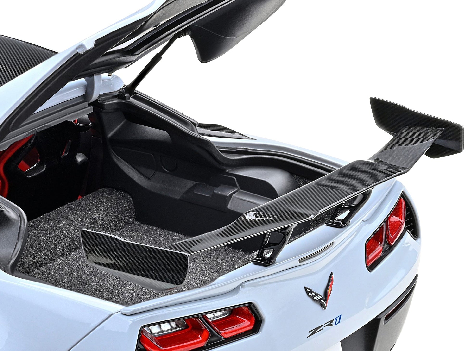 2019 Chevrolet Corvette C7 ZR1 Ceramic Matrix Gray Metallic with Carbon Top 1/18 Model Car by Autoart - Asmota