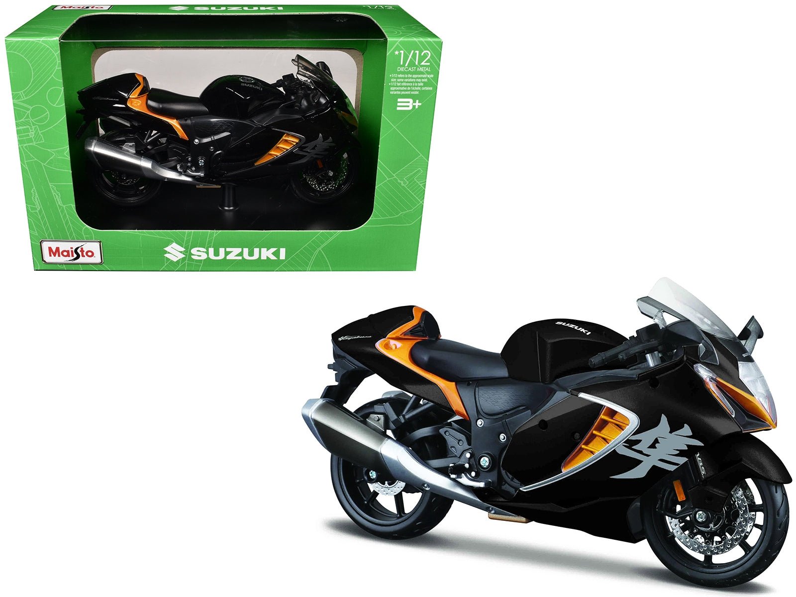 2022 Suzuki Hayabusa Black Metallic 1/12 Diecast Motorcycle Model by Maisto - Asmota