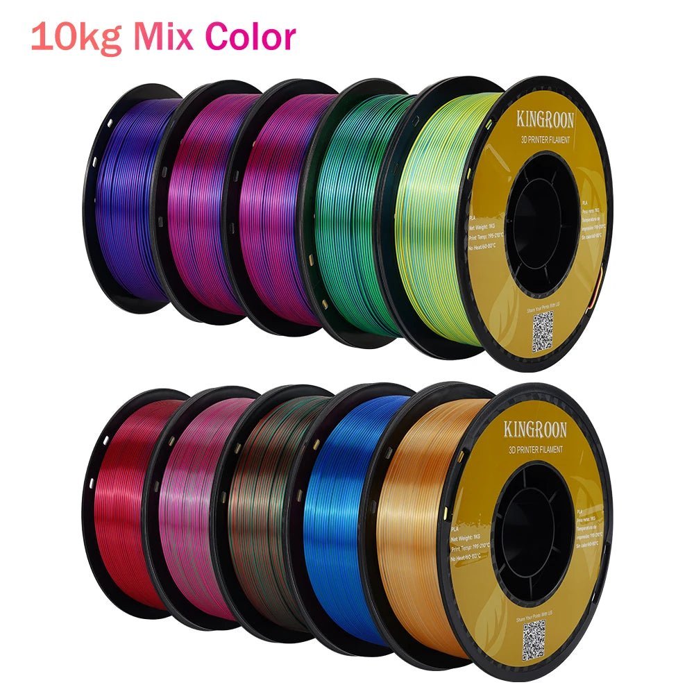 22 lbs Tri - Color 3D Printer Filament Silk PLA 3 Color for 3D Printing Plastic Materials 1.75mm For FDM 3D Printer 10kg - Asmota