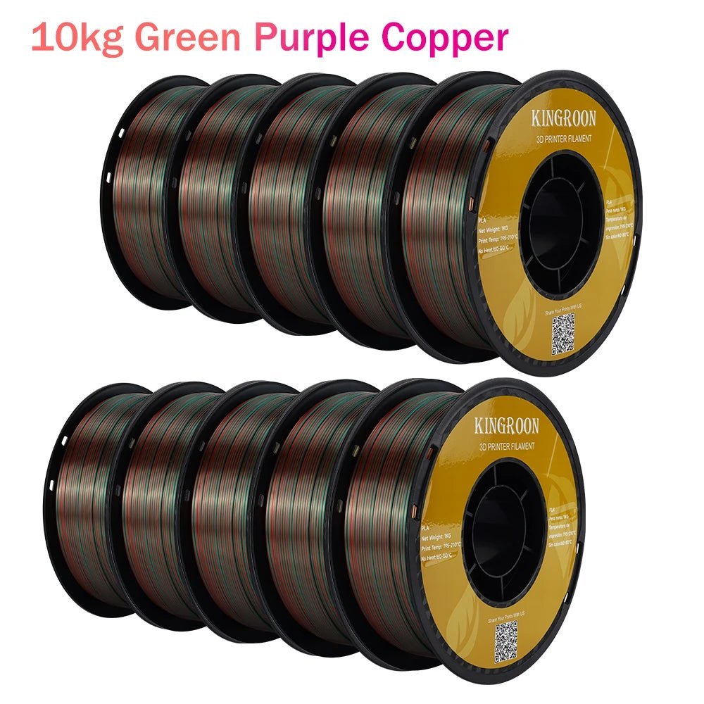 22 lbs Tri - Color 3D Printer Filament Silk PLA 3 Color for 3D Printing Plastic Materials 1.75mm For FDM 3D Printer 10kg - Asmota