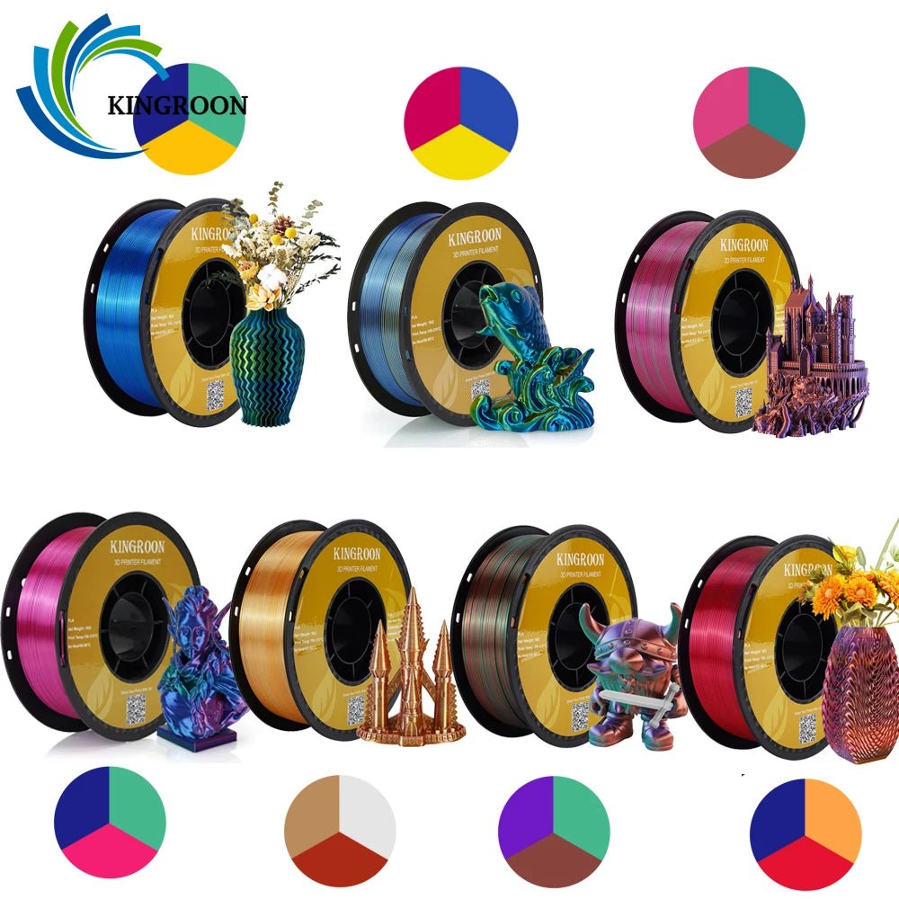 22 lbs Tri - Color 3D Printer Filament Silk PLA 3 Color for 3D Printing Plastic Materials 1.75mm For FDM 3D Printer 10kg - Asmota