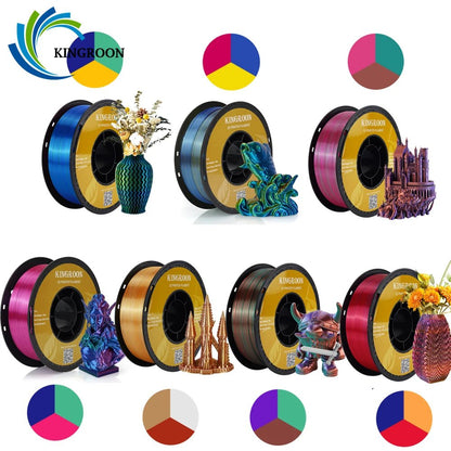 22 lbs Tri - Color 3D Printer Filament Silk PLA 3 Color for 3D Printing Plastic Materials 1.75mm For FDM 3D Printer 10kg - Asmota