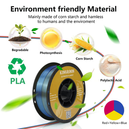 22 lbs Tri - Color 3D Printer Filament Silk PLA 3 Color for 3D Printing Plastic Materials 1.75mm For FDM 3D Printer 10kg - Asmota