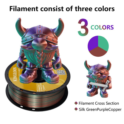 22 lbs Tri - Color 3D Printer Filament Silk PLA 3 Color for 3D Printing Plastic Materials 1.75mm For FDM 3D Printer 10kg - Asmota