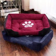 Winter Warm Cotton Dog Kennel Bed Mat in Blue or Red