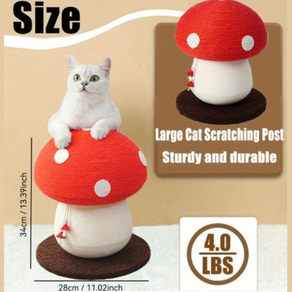 Mushroom Cat Climbing Frame, Sisal Cat Climbing Post, Interesting Red And White Mushroom Design With Fluffy Base, Cat Scratching Claw Toy, Cat Tree, Wear-resistant Cat Scratching Ball, Cat Supplies