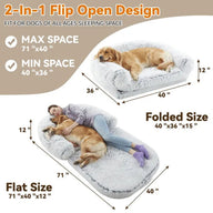 Orthopedic Foldable Plush Dog Bed for Large Dogs in Faux Fur