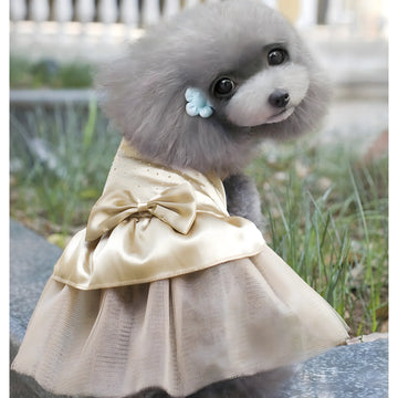 Fabric Dog Wedding Dress with Leash Hole in Blue, Gold, or Red