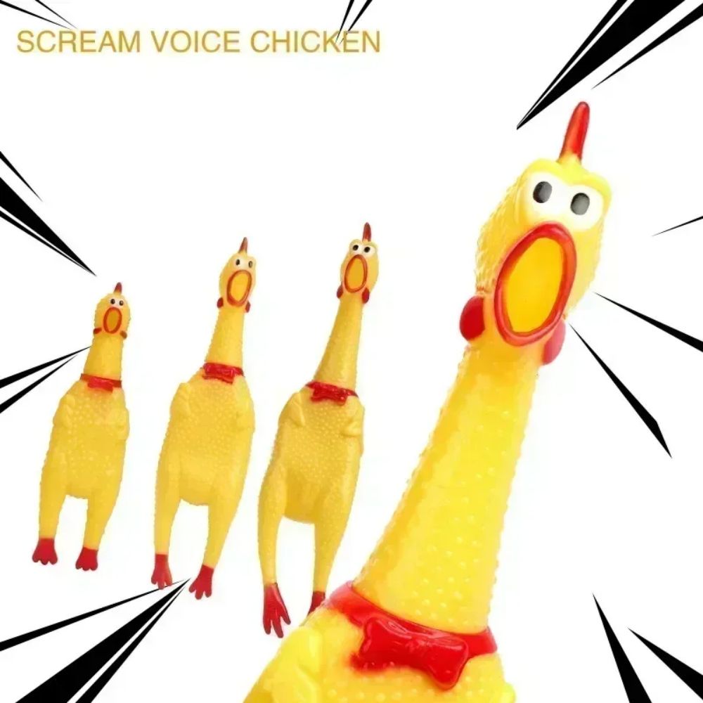 New Pet Dog Squeak Toy Screaming Chicken Squeeze Dog Chew Toy Durable And Fun Yellow Rubber Exhaust Chicken Toys