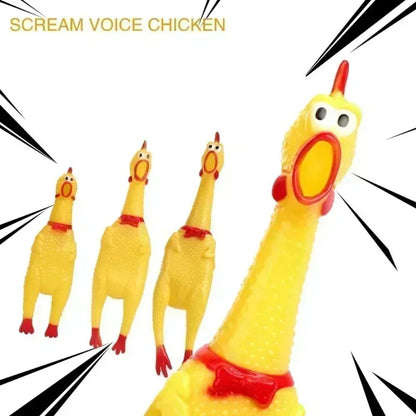 New Pet Dog Squeak Toy Screaming Chicken Squeeze Dog Chew Toy Durable And Fun Yellow Rubber Exhaust Chicken Toys