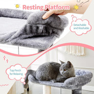 Small 4-in-1 Cat Tree Tower with Sisal Scratching Post and Grooming Brush