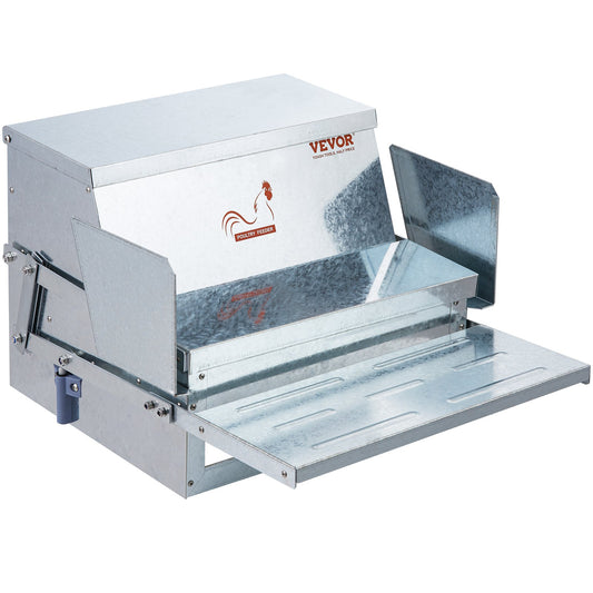 Automatic Chicken Feeder, 11.3kg Capacity Feeds 10 Chickens Up To 11 Days, Galvanized Steel Poultry Feeder