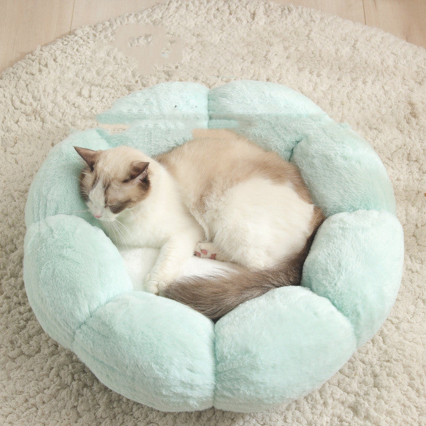 Flower Shaped Soft Cloth Dog Bed Mat with Blanket