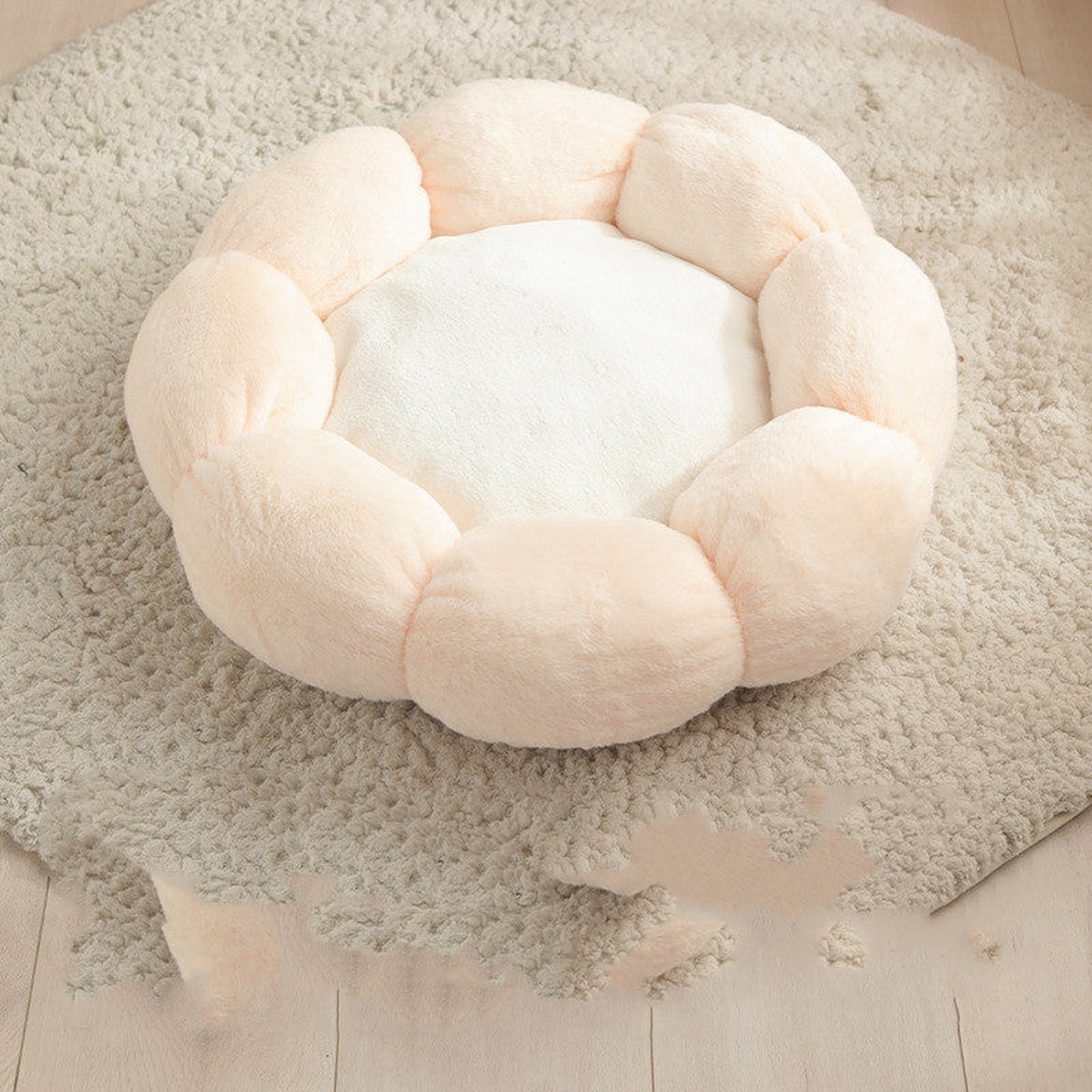 Flower Shaped Soft Cloth Dog Bed Mat with Blanket