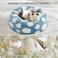 Lesure Round Jacquard Shaggy Plush Cat Bed with Anti Slip Bottom