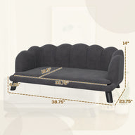 Grey Dog Sofa Bed with Cushion and Birch Wood Legs
