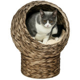Handwoven Elevated Cat Bed Wicker Egg Chair with Cushion