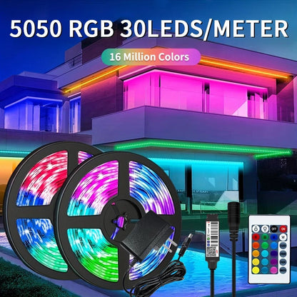 30M 5050RGB 30 LEDS/meter LED Strip Bluetooth APP Control With Battery And US plug Power Supply For Home Decoration - Asmota