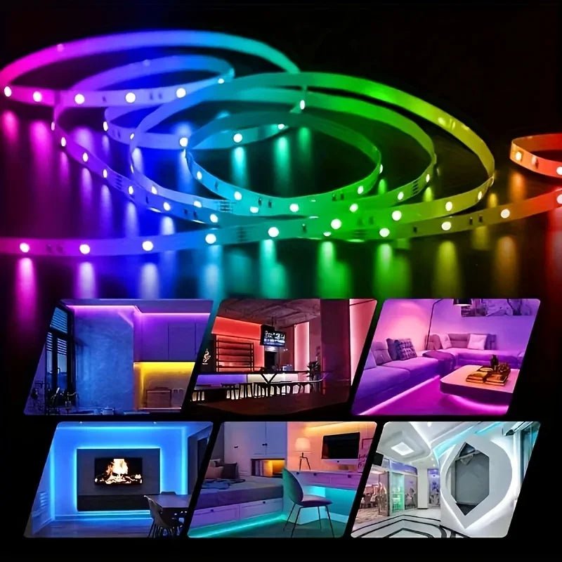 30M 5050RGB 30 LEDS/meter LED Strip Bluetooth APP Control With Battery And US plug Power Supply For Home Decoration - Asmota