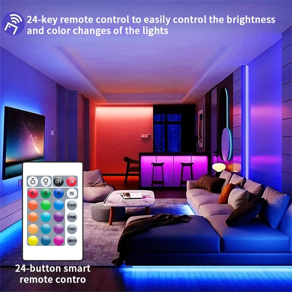 30M 5050RGB 30 LEDS/meter LED Strip Bluetooth APP Control With Battery And US plug Power Supply For Home Decoration - Asmota