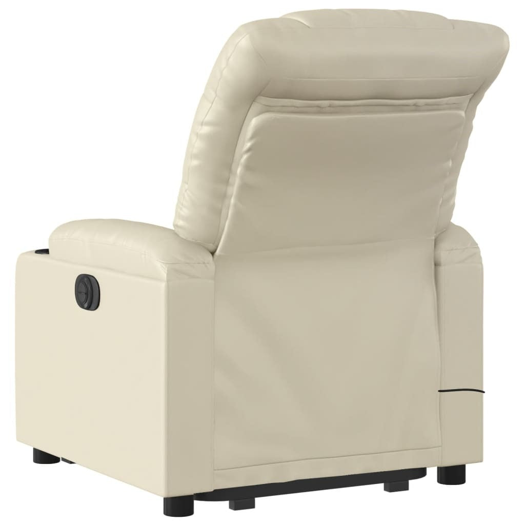 Stand up Massage Recliner Chair Cream Faux Leather