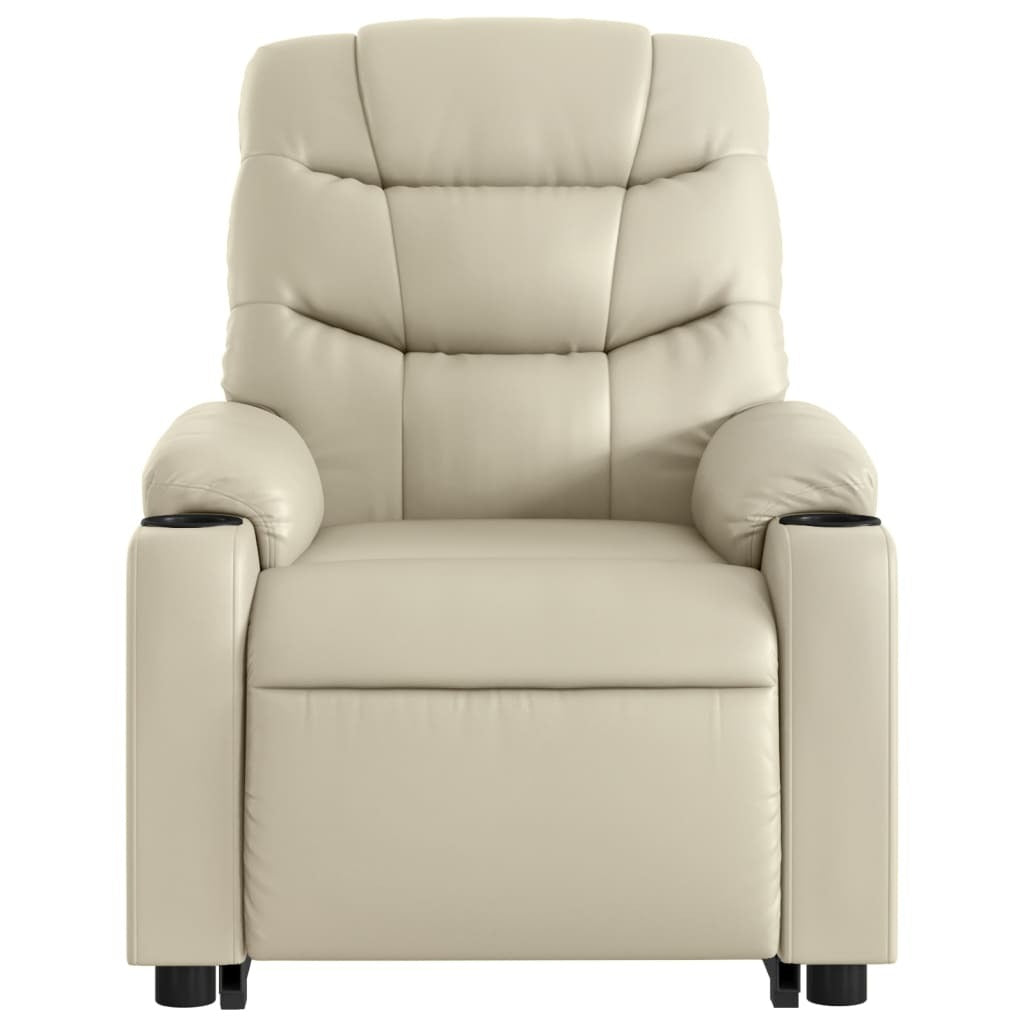 Stand up Massage Recliner Chair Cream Faux Leather