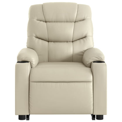 Stand up Massage Recliner Chair Cream Faux Leather