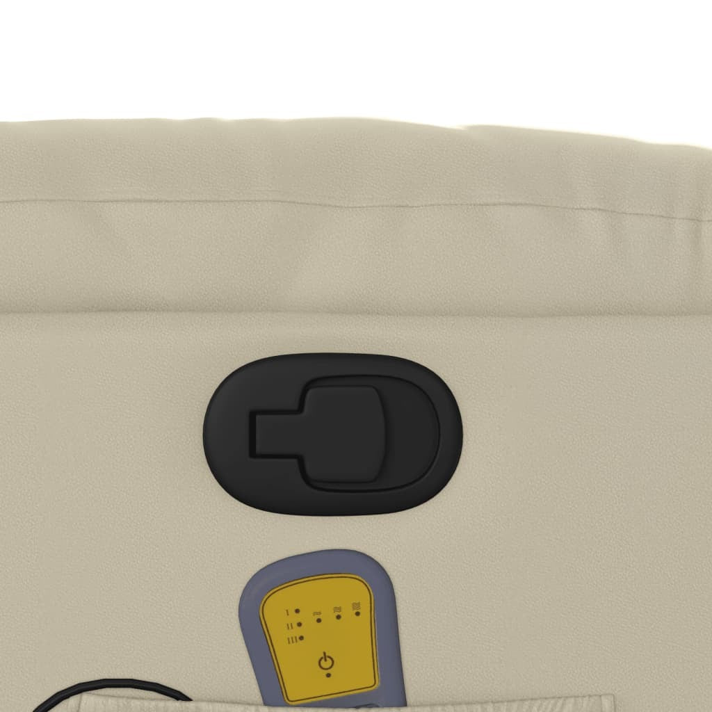 Stand up Massage Recliner Chair Cream Faux Leather