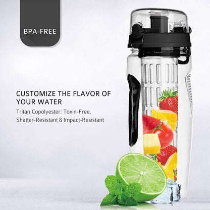 32Oz Fruit Infusing Infuser Water Bottle Water Fruit Bottle BPA Free Plastic Sport Fruit Infuser Water Bottles With Infuser Juice Shaker Drink Bottle Of Water - Asmota