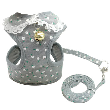 Pink Fabric Chest Harness with Bell for Small Dogs