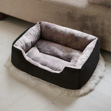 Fabric Cat Bed with Warm Plush Cushion in Multiple Sizes