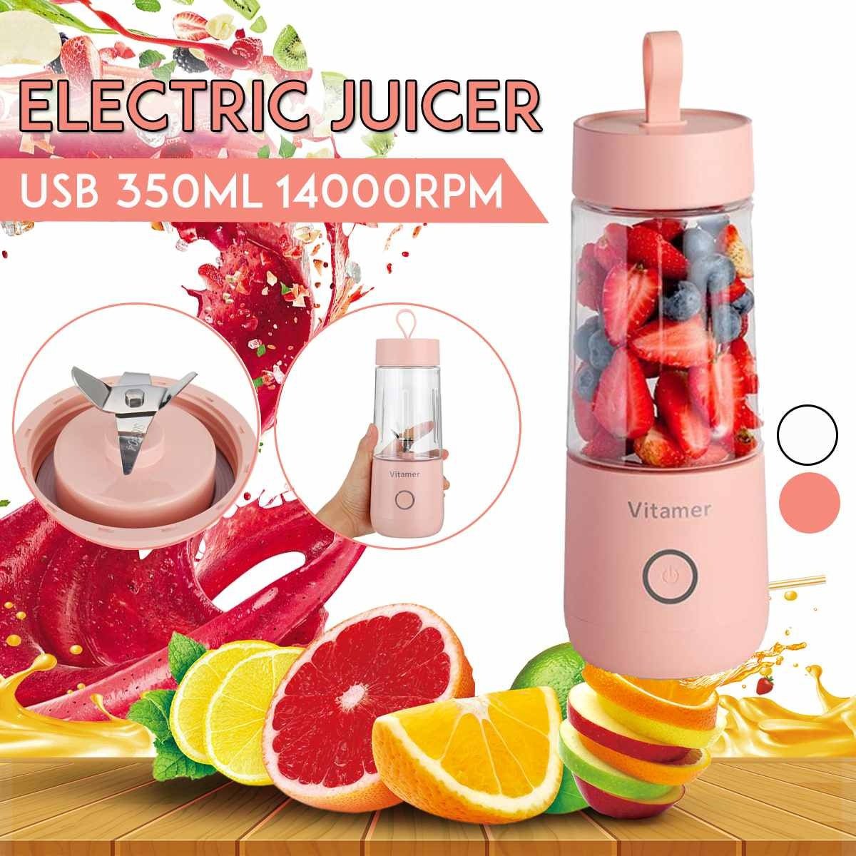 350ml Portable Blender Juicer Electric USB Rechargeable Mixer Smoothie Slushy Cup Juice Blender Bottle USB Charging Kitchen Gadgets - Asmota