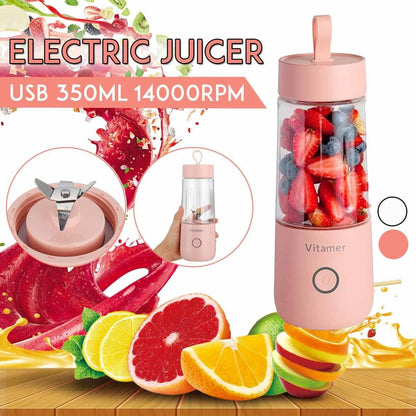 350ml Portable Blender Juicer Electric USB Rechargeable Mixer Smoothie Slushy Cup Juice Blender Bottle USB Charging Kitchen Gadgets - Asmota