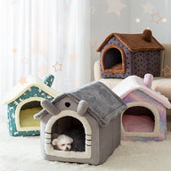 Four Seasons Small Dog Bed with Cotton & PP Material in Brown, Grey, Pink