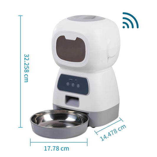 3.5L Automatic Pet Feeder For Cats WiFi Smart Swirl Slow Dog Feeder With Voice Recorder Large Capacity Timing Cat Food Dispenser - Asmota