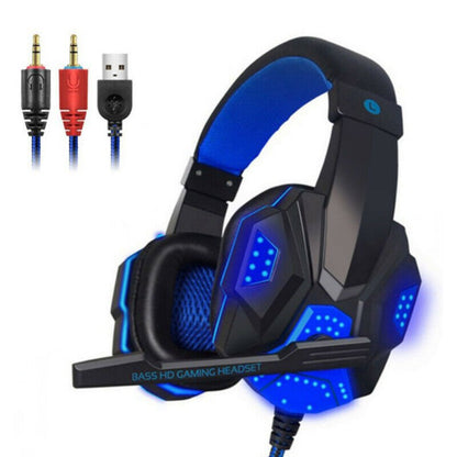 3.5mm Gaming Headset Mic LED Headphones - Asmota