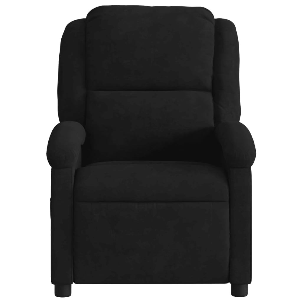 Massage Recliner Chair Black Velvet Single Adjustable Armrests