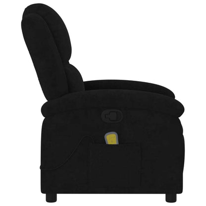 Massage Recliner Chair Black Velvet Single Adjustable Armrests