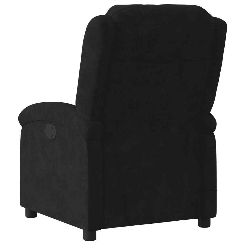 Massage Recliner Chair Black Velvet Single Adjustable Armrests