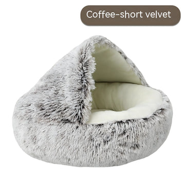 Semi Enclosed Fabric Cat Bed with Plush Options