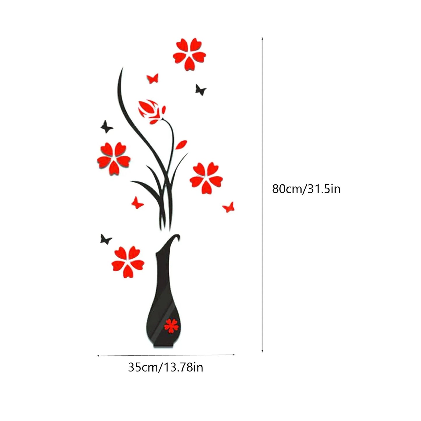 3D Wall Stickers, DIY Vase Flower Tree Crystal Arcylic 3D Wall Stickers Home Livingroom Bedroom Decoration 31.5x15.7 inches - Asmota