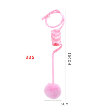 Cat Toy Spring Rabbit Fur Ball Interactive Fabric Play Toy